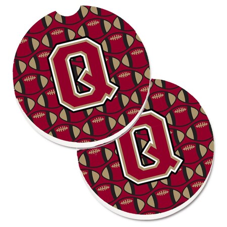Carolines Treasures Letter Q Football Garnet and Gold  Cup Holder Car Coaster, PK2 CJ1078-QCARC